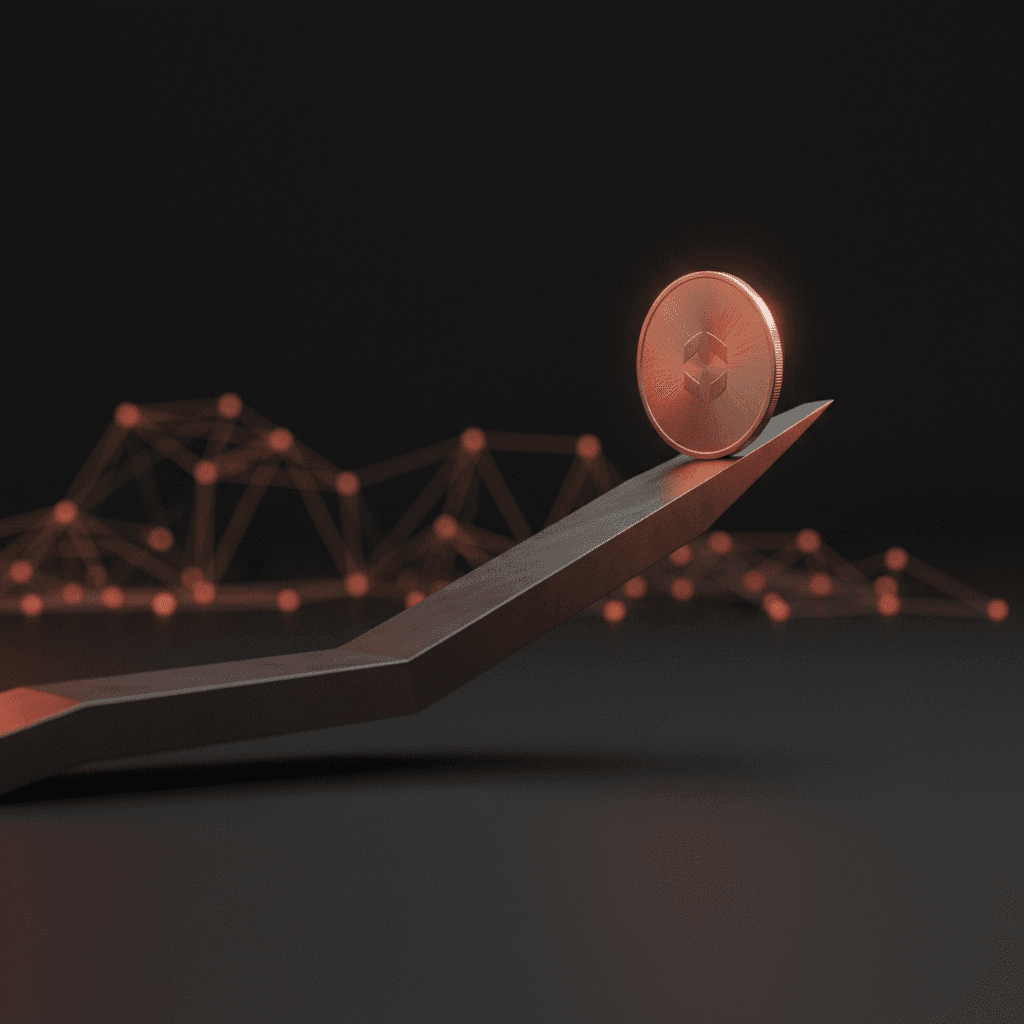 Pump.fun bonding curve görseli — yukarı eğimli minimal eğri ve curve üstünde tek aydınlanmış token disk