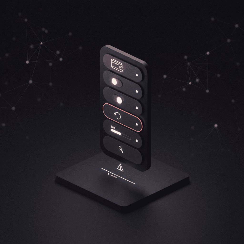 J Tools agents control panel showing five safety primitives (delegated wallet, kill-switch, drain, daily cap, key export) in isometric view