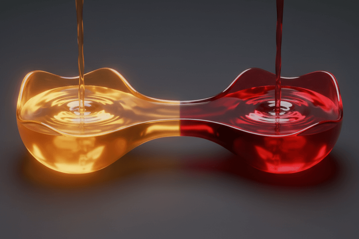 Schema di un pool di liquidità con due riserve di token e la curva che ricalcola il prezzo a ogni scambio